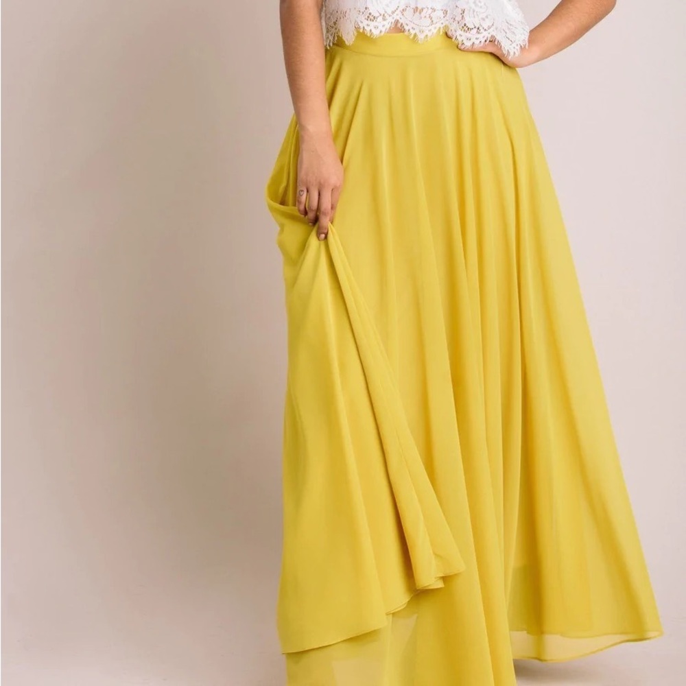 Tulle/Chiffon Yellow Maxi Skirt